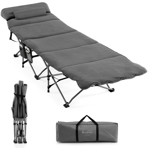 Costway Folding Retractable Travel Camping Cot w/Removable Mattress and