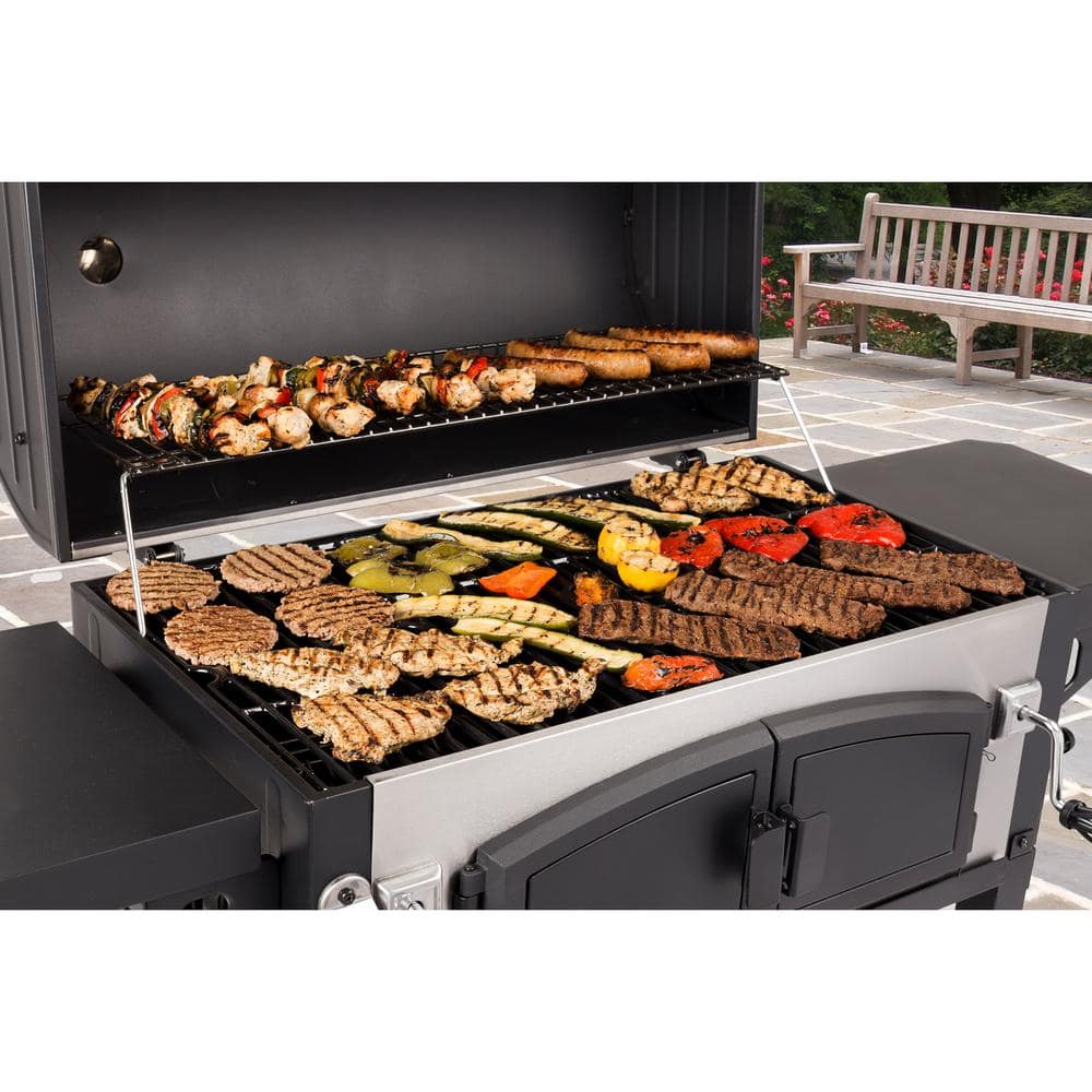 Dyna-Glo Heavy-Duty Extra-Large Dual Chamber Charcoal Grill in Black and Stainless Steel DGN576SNC-D