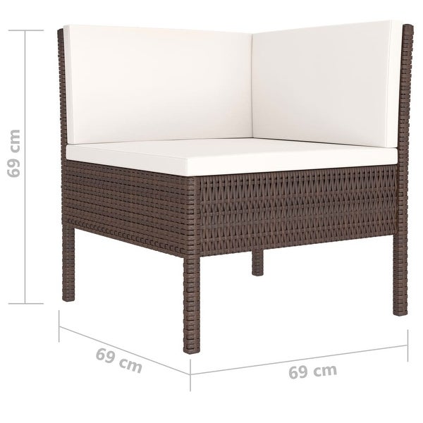 4 Piece Patio Lounge Set with Cushions Poly Rattan Brown - Overstock - 36225782