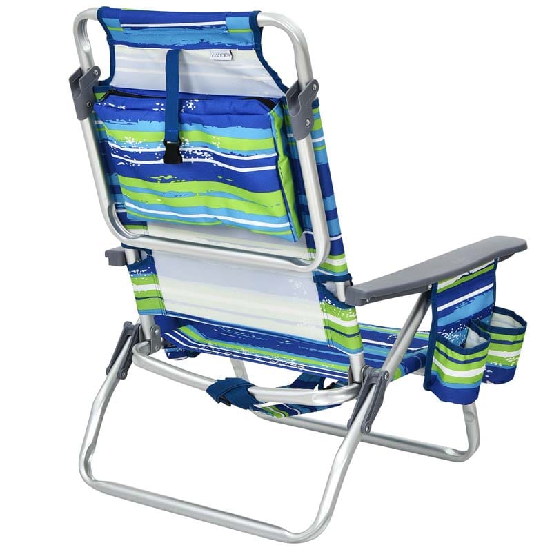 2-Pack Folding Beach Chair, Backpack Lawn Chairs, Sling Camping Chair, Patio Reclining Chairs with 5 Adjustable Position, Head Pillow