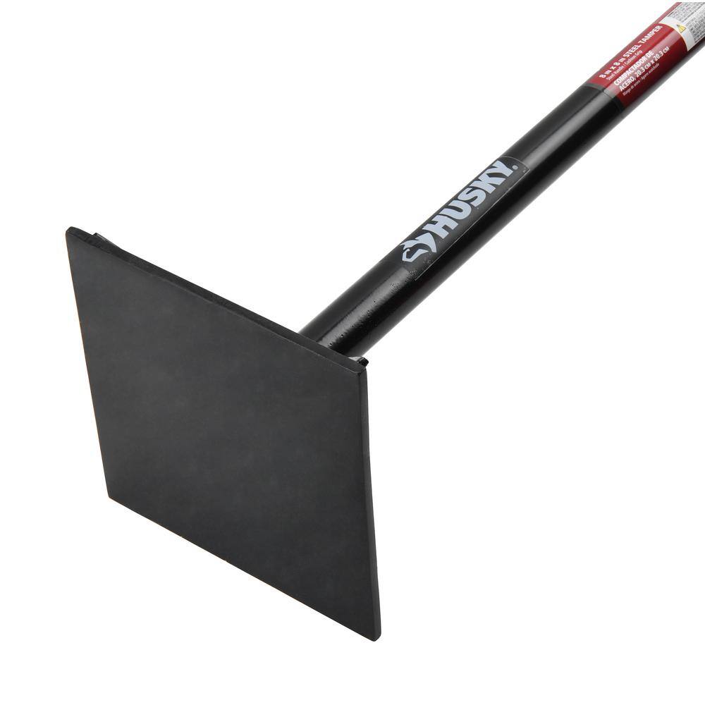 Husky 8 in. x 8 in. Steel Handle Tamper with Grip 618020