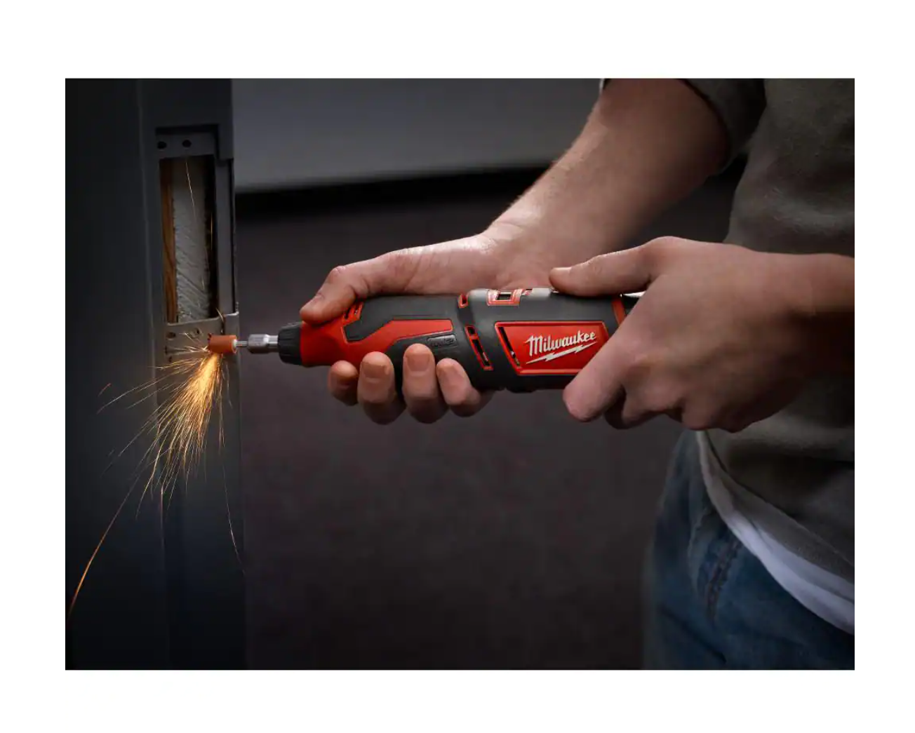 Milwaukee 2415-20-2460-20-48-11-2460 M12 12V Lithium-Ion Cordless 3/8 in. Right Angle Drill with M12 Rotary Tool and 6.0 Ah XC Battery Pack