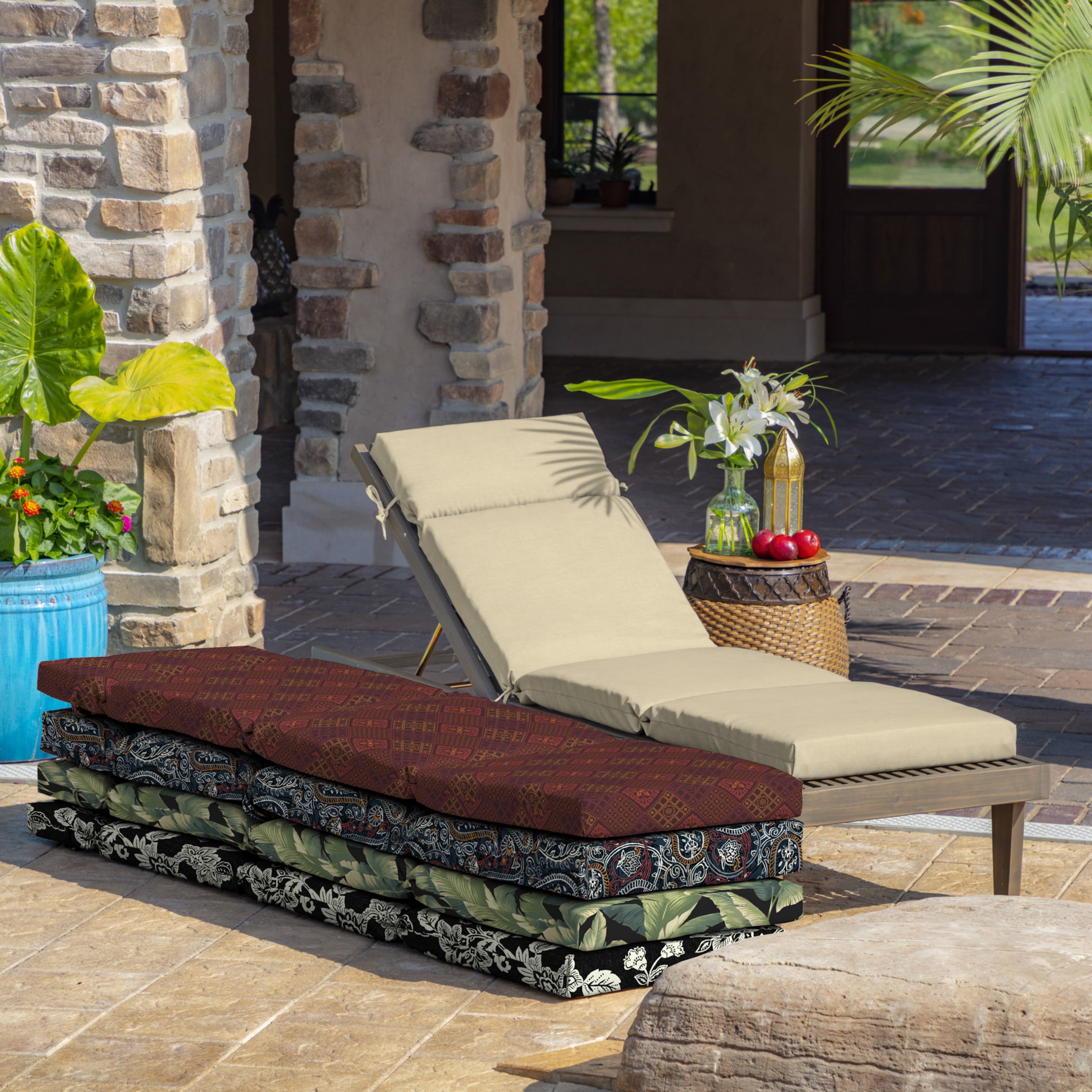 Arden Selections Outdoor Chaise Lounge Cushion 72 x 21， Tan Leala