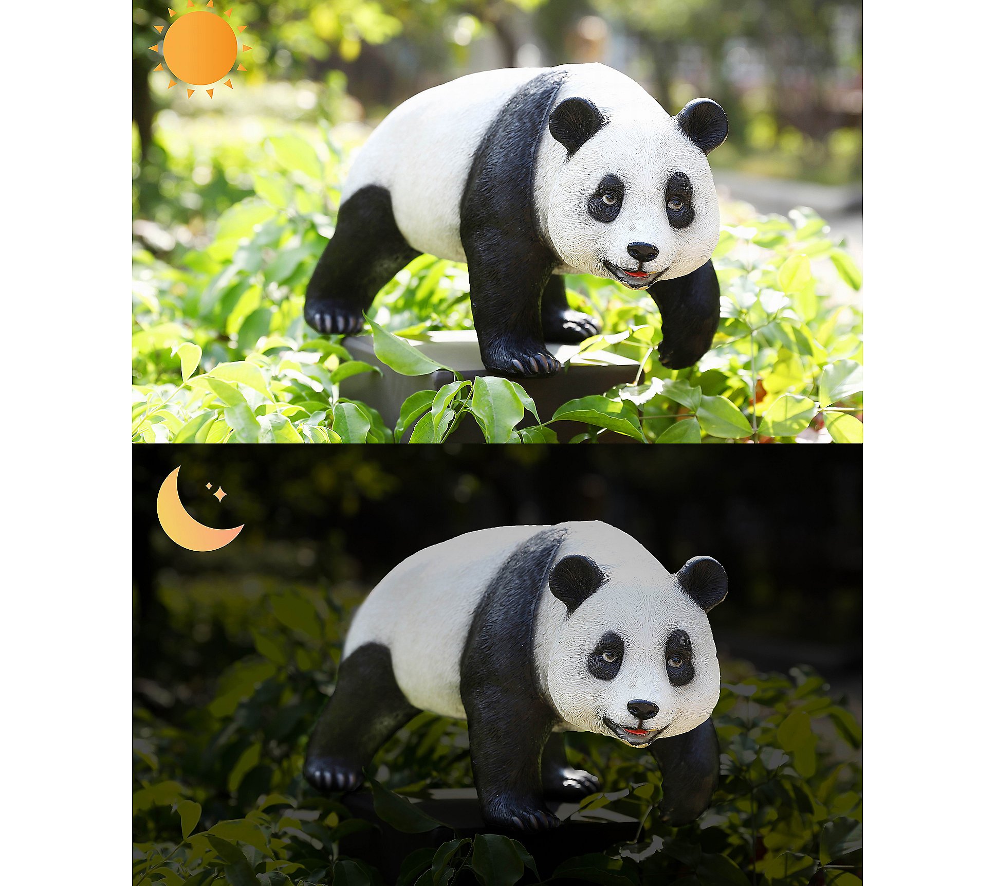 Techko Panda Statue with Solar Spotlight