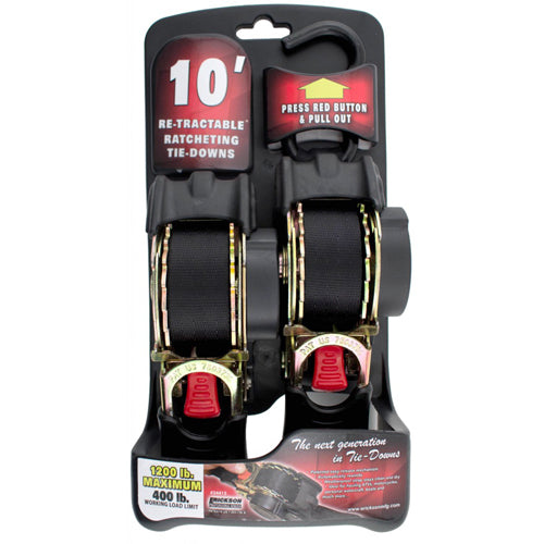 Erickson 1" X 10' 1200 Lb Re-Tractable Rachet Tie Down Black