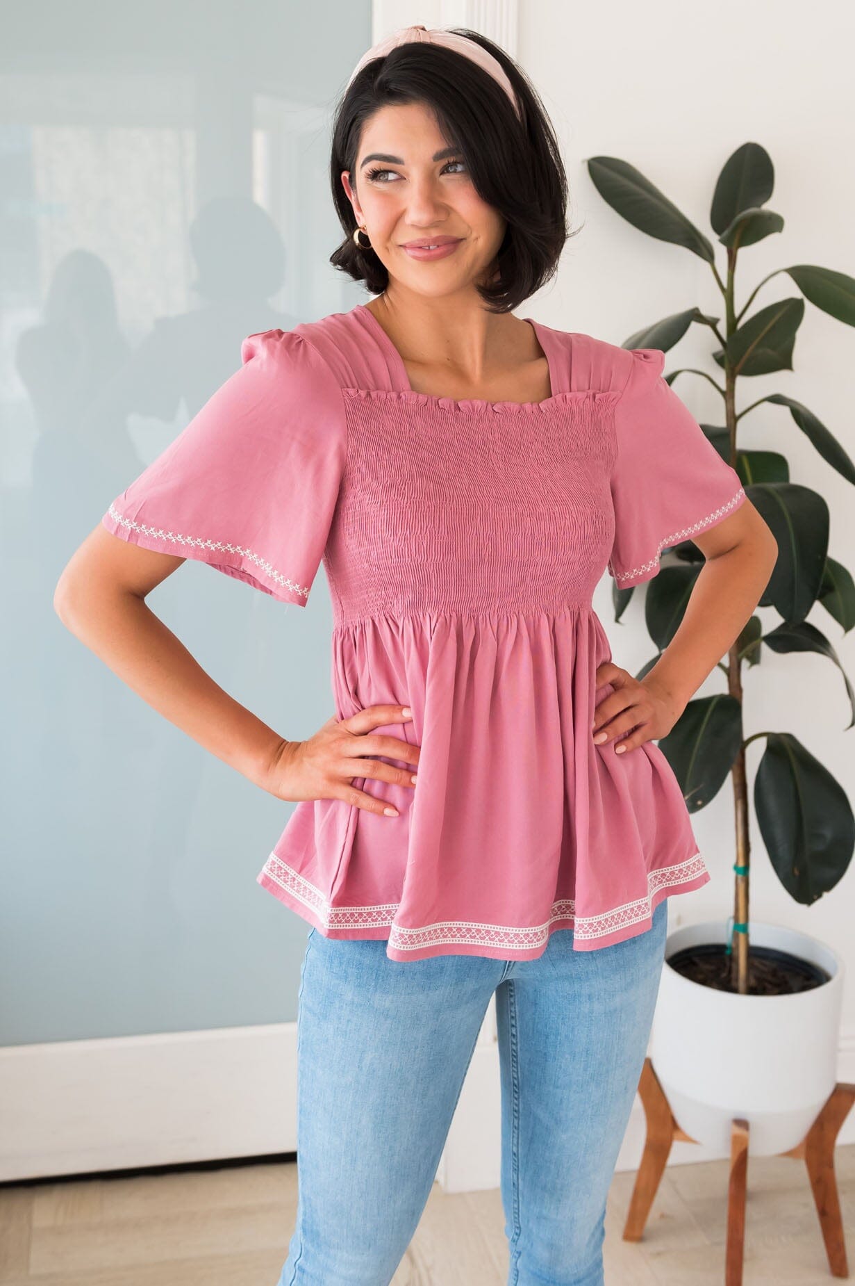 Abundant Cheer Modest Peplum Blouse