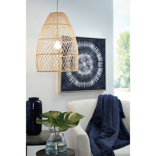 Calett Rattan Pendant Beige Signature Design By Ashley