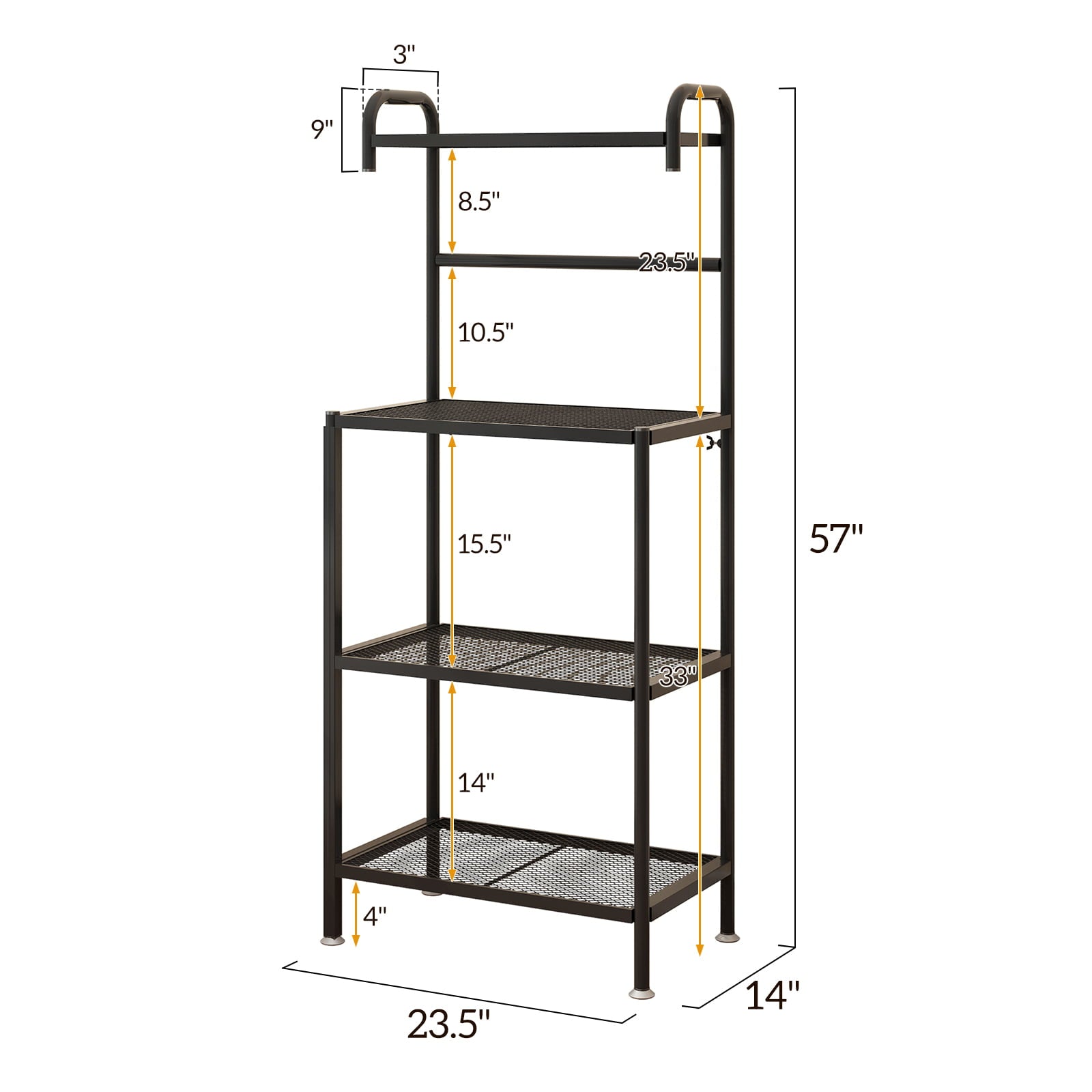 Ktaxon 4 Layers Baker's Rack Microwave Oven Stand Free Standing Kitchen Utility Storage Shelving Organizer， Kitchen Island Cart， Coffee Bar Table， Black