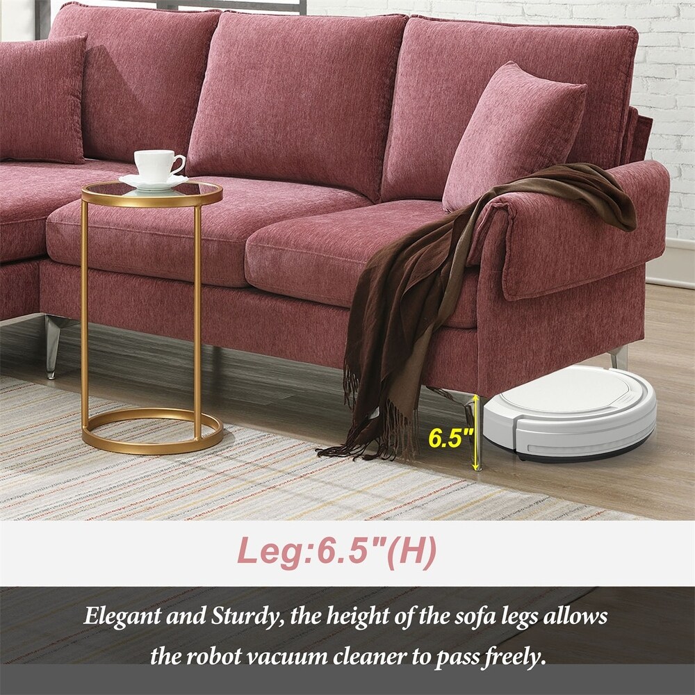 Merax Modern Chenille L Shaped Sofa Couch with Reversible Chaise Lounge