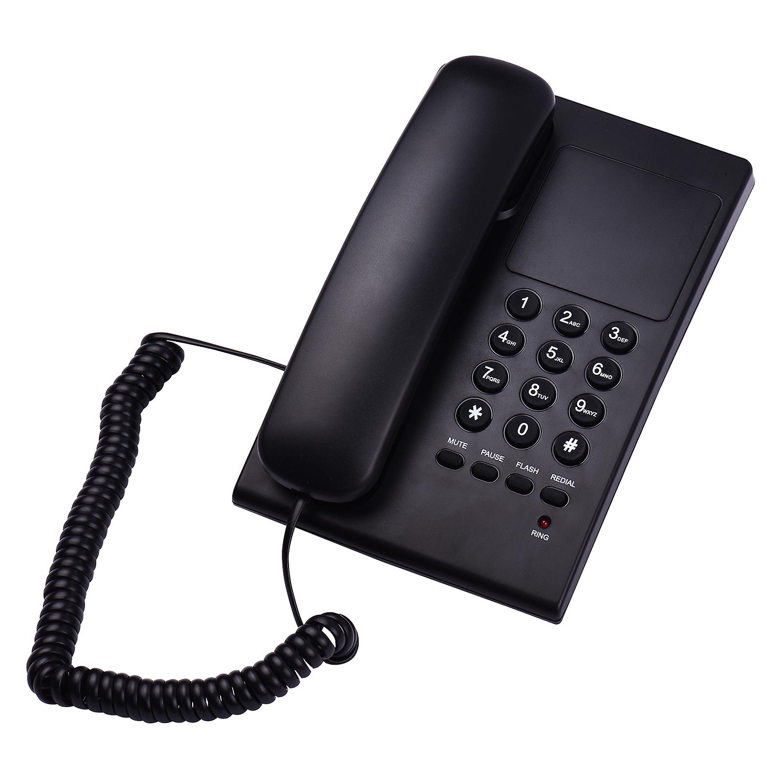 Black Corded Phone Desk Landline Phone Wall Mountable Telephone Support Ringer/handset Receive Volume Control Flash Mute Function Redial For Hotel Off