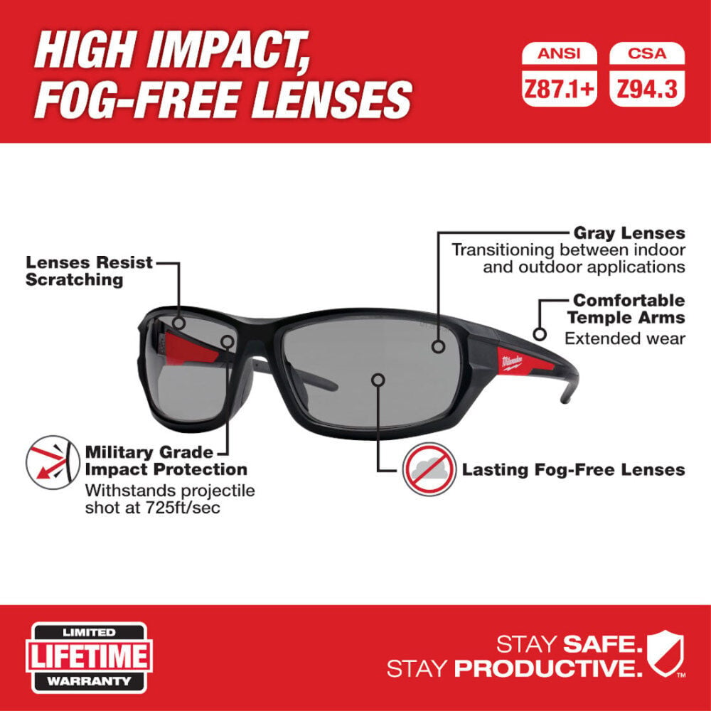 MW Safety Glasses - Gray Fog-Free Lenses (Polybag) 48-73-2108 from MW