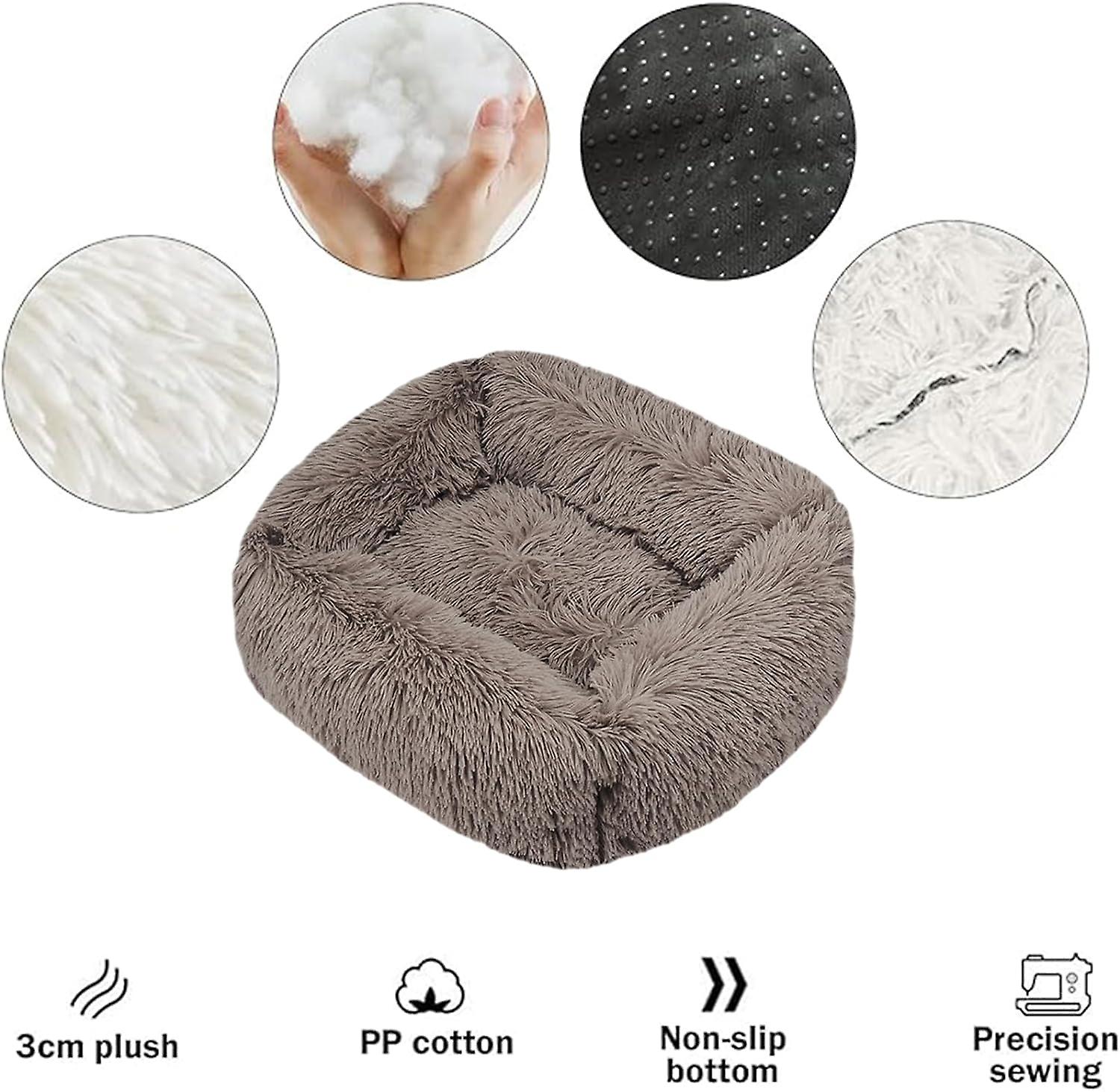 Dog Basket Rectangle Dog Cushion Plush Cat Bed， Washable Cat Cushion Plush Pet Bed Cushion Suitable Warm For Autumn Winter Use (m，beige)