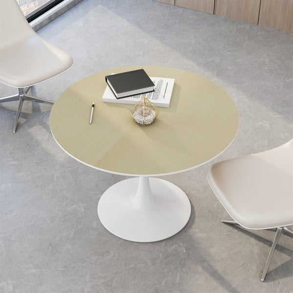 42 Inches Modern Round Coffee Table with Metal Base