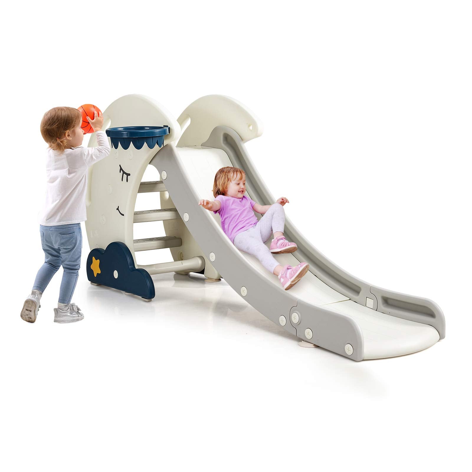 BABY JOY 3 in 1 Slide for Kids, Toddler Large Play Climber Slide PlaySet with Extra Long Slipping Slope