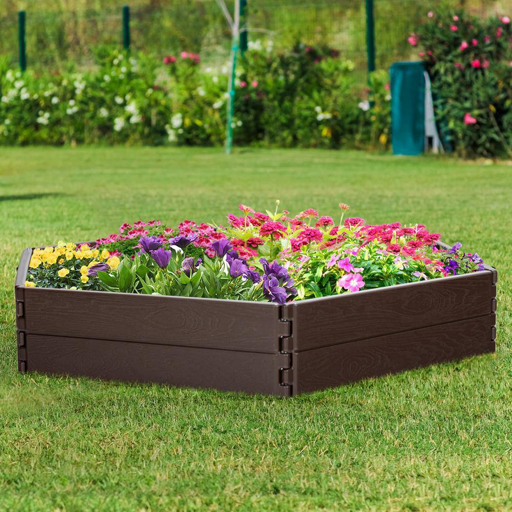 Gymax HDPE Plastic Raised Garden Bed Set Outdoor Planter Box for Vegetable Flower Gardening (2-Pieces) GYM09747