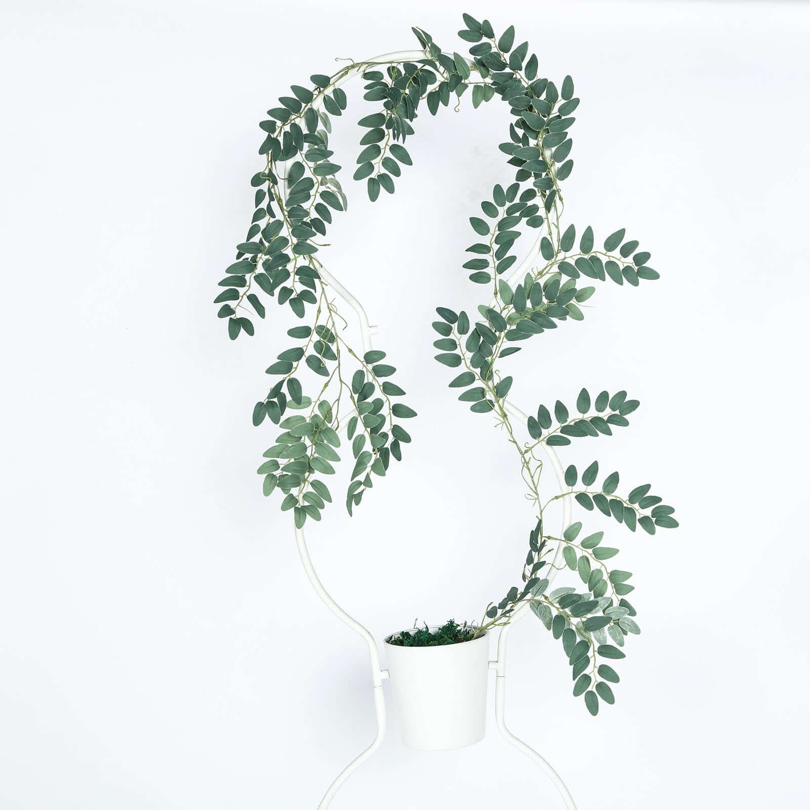 2 Pack Green Artificial Honey Locust Leaf Garland, Flexible Vine 6ft