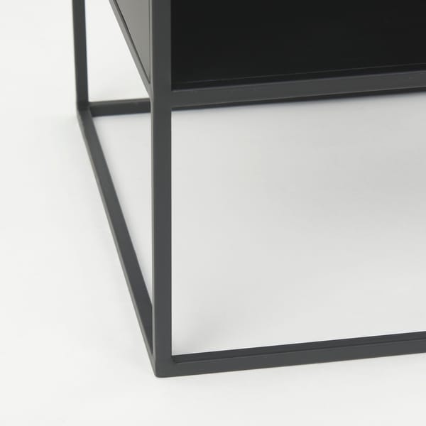 Samson Matte Black Iron w/ Glass Top Side Table - 15.7