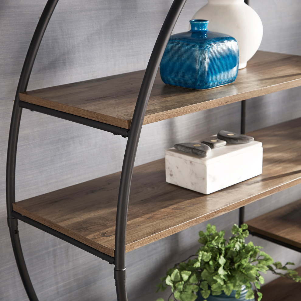 Alan Matte Black Finish Metal Round Bookcase   Industrial   Bookcases   by Inspire Q  Houzz