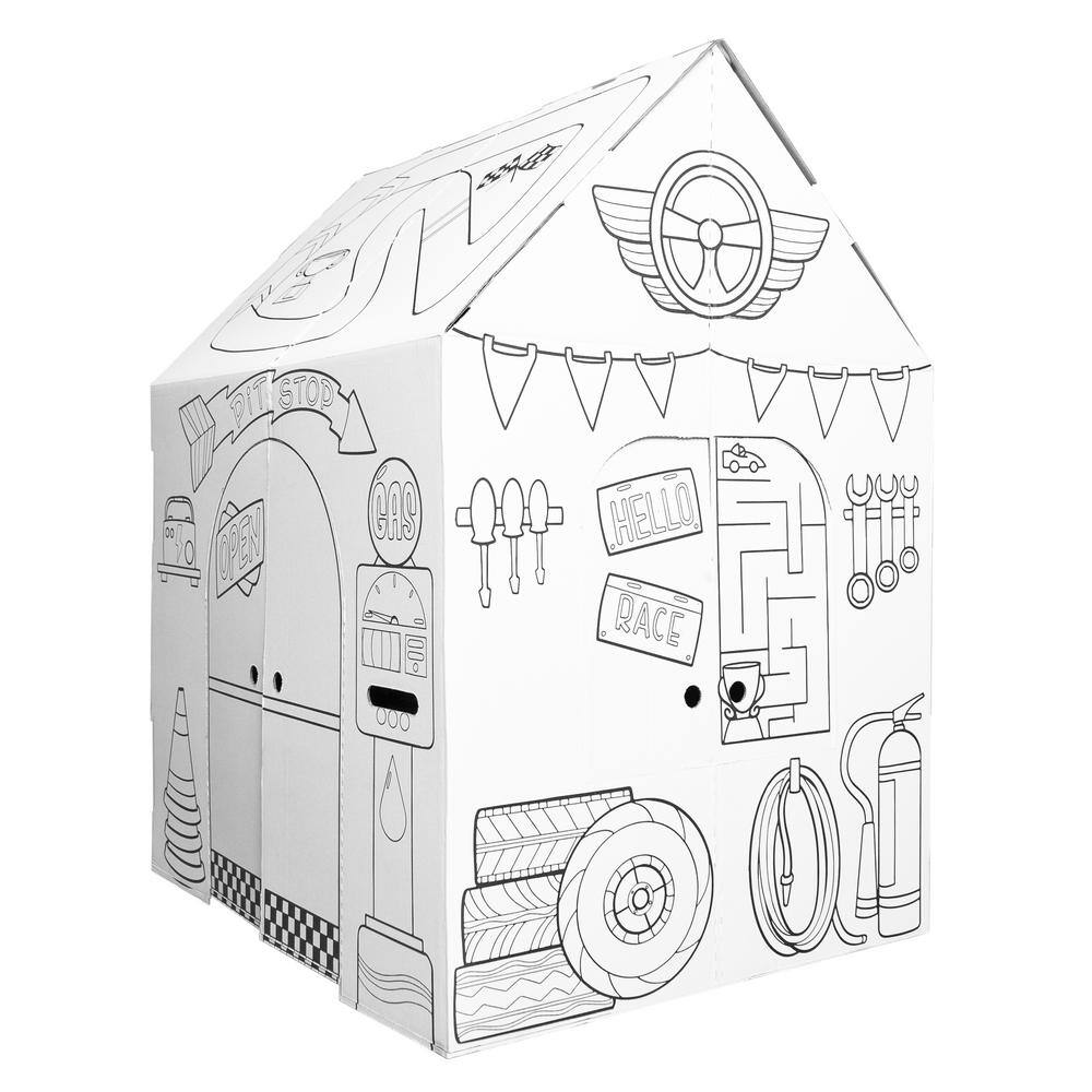 Easy Playhouse Garage-Kids Art  Craft for Indoor Decorate  Personalize Cardboard Fort EP1102