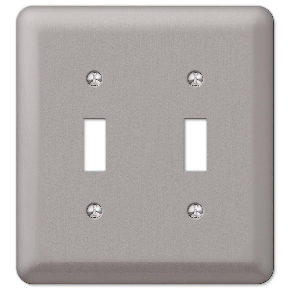 Hampton Bay Declan 2 Gang Toggle Steel Wall Plate - Pewter 2TTPWHB