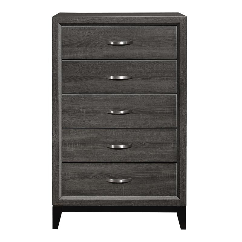 Lexicon Davi 31-inch 5 Dovetail Drawers Modern Wood Chest in Gray