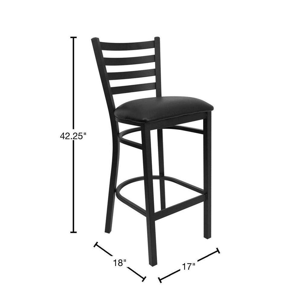 Flash Furniture 30 in. Black Cushioned Metal Bar Stool XUDG697BBARBKV