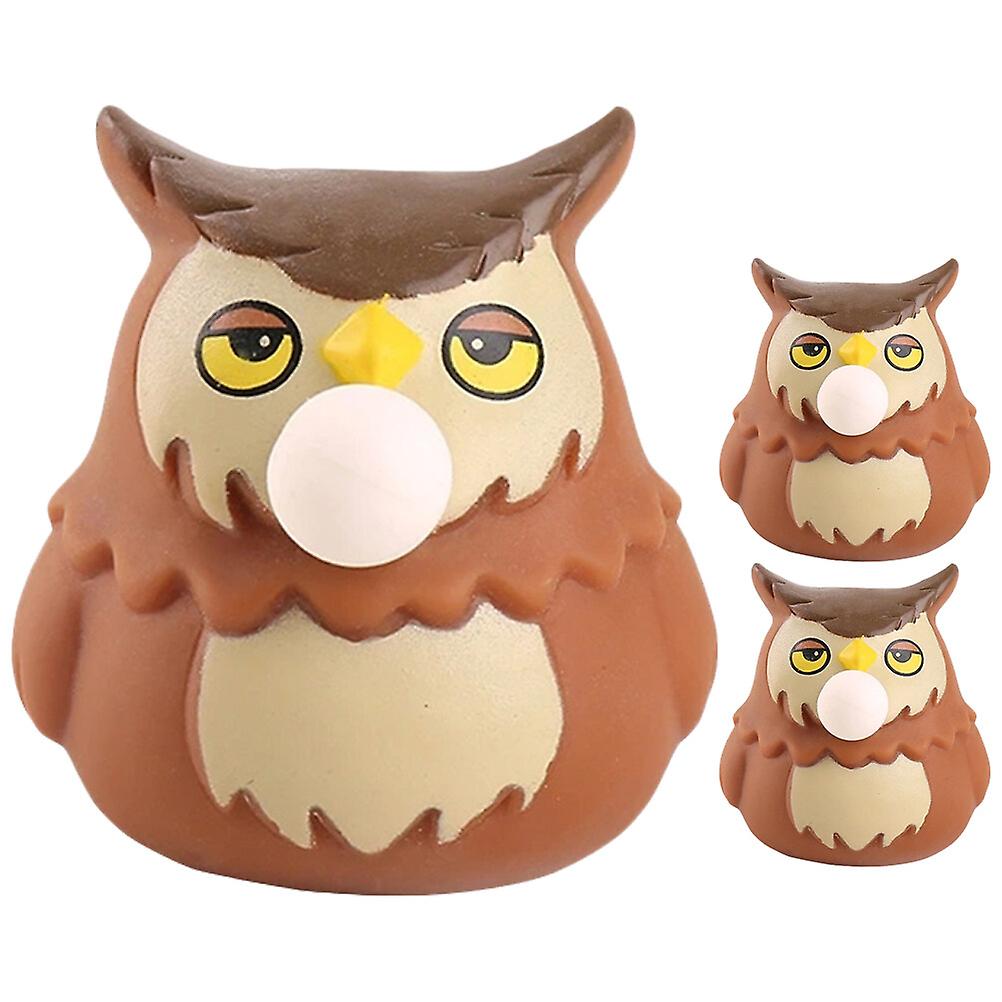 3pcs Cartoon Owl Squeeze Toys Simulated Owl Stretchy Toys Cartoon Animal Vent Toys