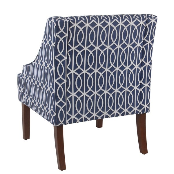 Porch and Den Cammy Blue Trellis Swoop Accent Chair