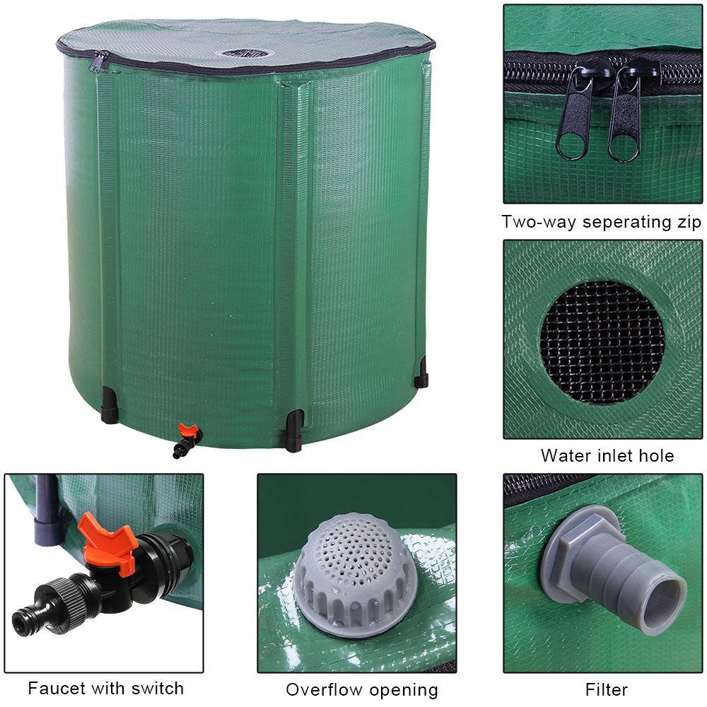 Karl home 200 Gal. Green Folding Rain Barrel Water Collector 724099226089