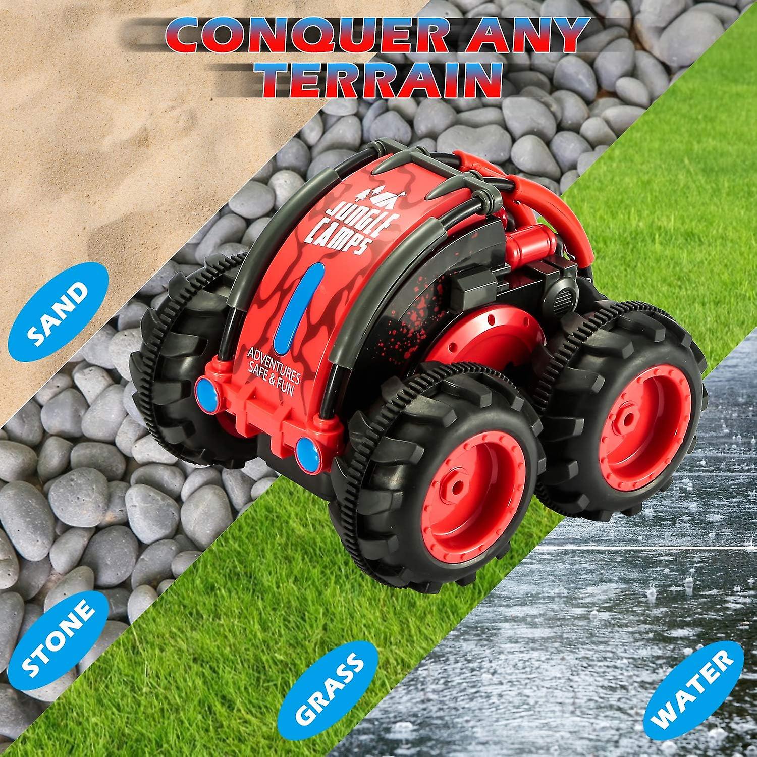 Remote Control Car For Boys，?2.4 Ghz Remote Control Boat Waterproof Rc Monster Truck Stunt Car 4wd Remote Control Vehicle Suitable For Use On Land And