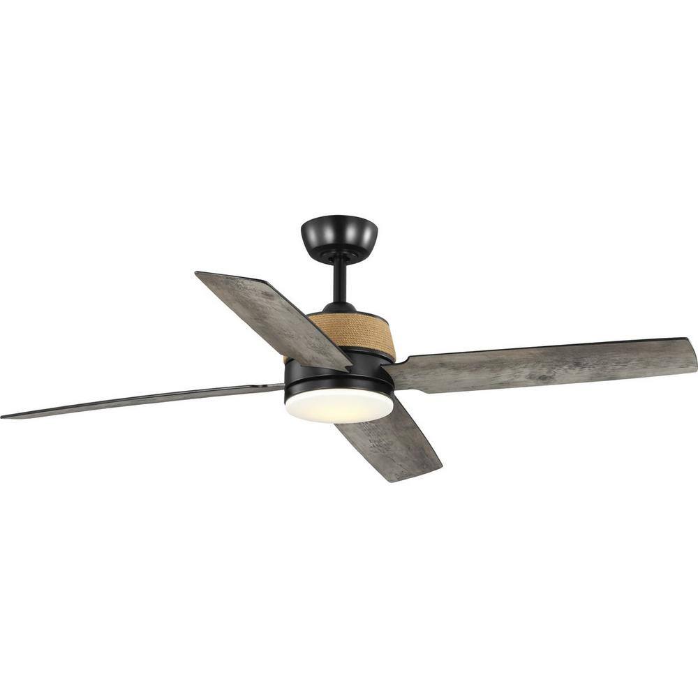 Progress Lighting Schaffer II Collection 56 in. 4-Blade Indoor Integrated LED Matte Black Modern Ceiling Fan with Light P250097-31M-30