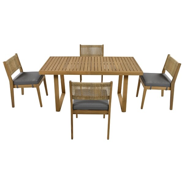 MERAX Multiperson Outdoor Acacia Wood Dining Table and Chair Set