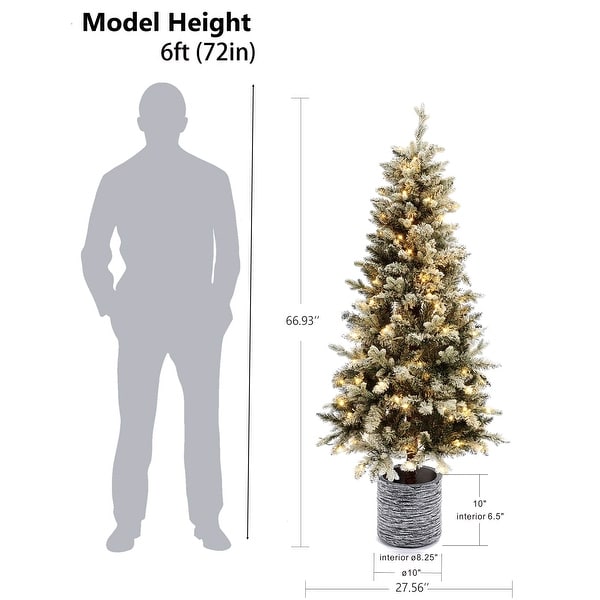 5.6Ft PreLit LED Artificial Slim Fir Christmas Tree with Pot