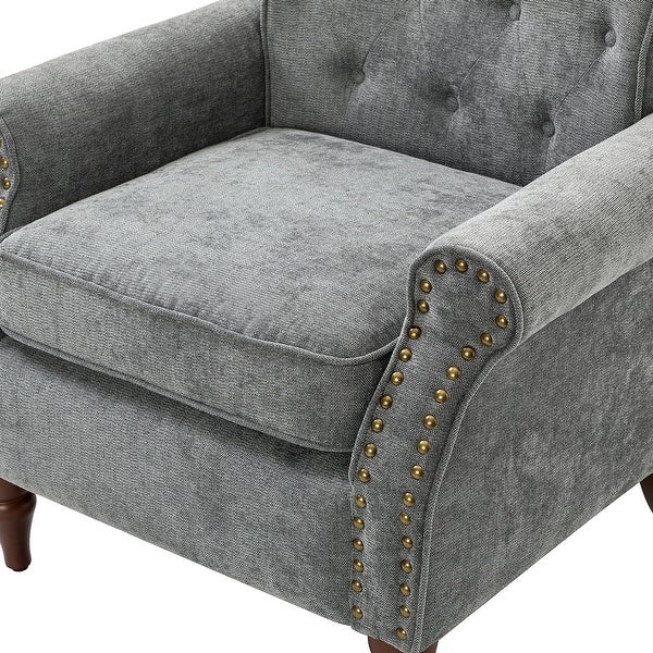 Indiges Transitional Comfy Nailhead Accent Arm Chair with Tufted Back by HULALA HOME