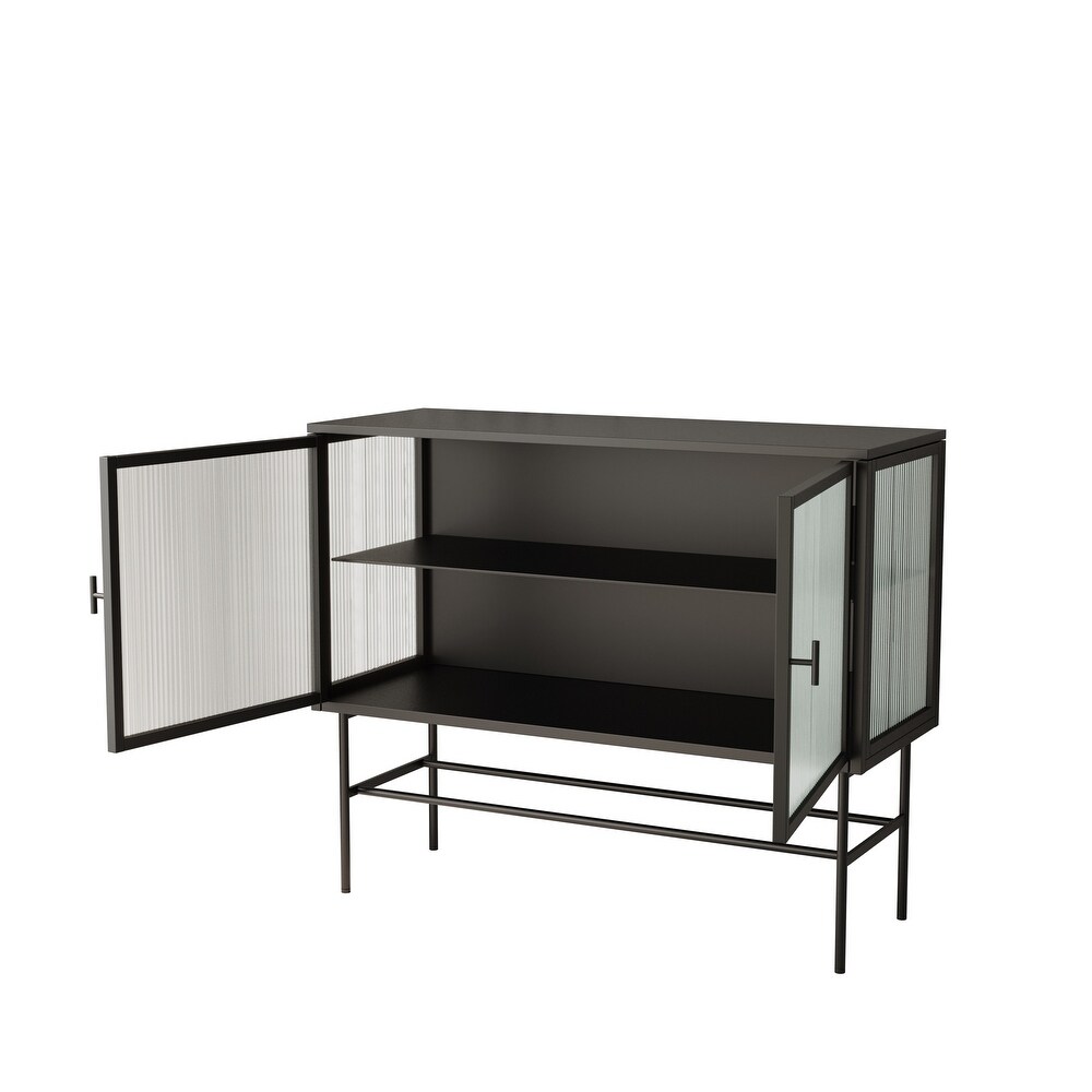 Retro Style Console Table Simple Modern Sideboard Storage Cabinet with Detachable Wide Shelves