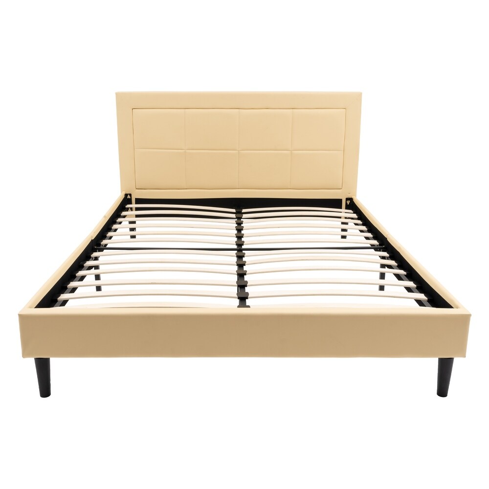 Modern Queen Upholstered Platform Bed Frame with Headboard