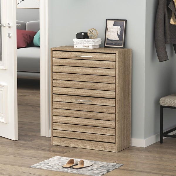 22.4W Two Drawers Shoe Cabinet，Fold-out Drawer - - 35444447