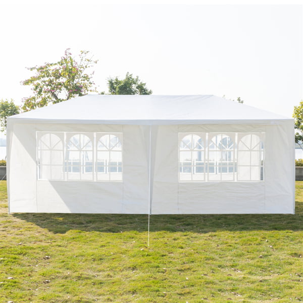 X XBEN Heavy Duty Canopy Event Tent-10'x20' Outdoor White Gazebo Party Wedding Tent, Sturdy Steel Frame Shelter w/4 Removable Sidewalls Waterproof Sun Snow