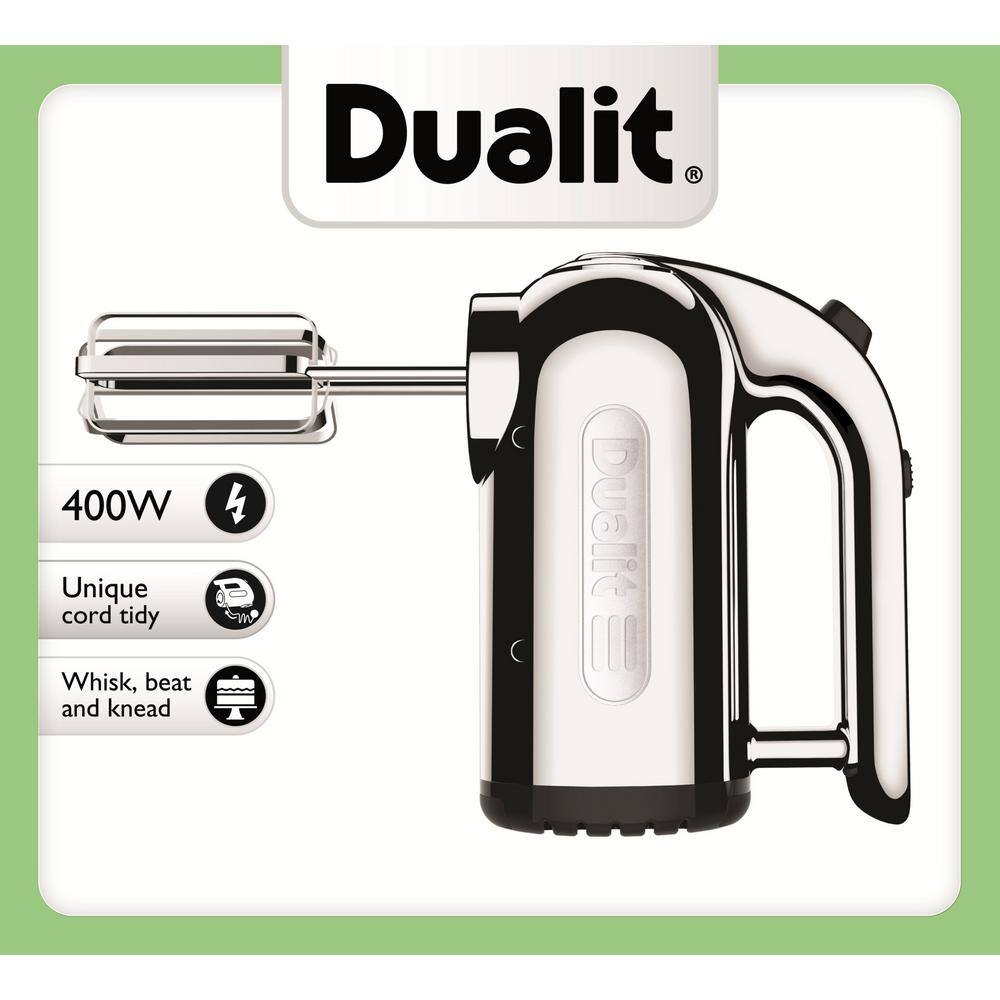 Dualit 4-Speed Black Chrome Hand Mixer with Retractable Cord 88520