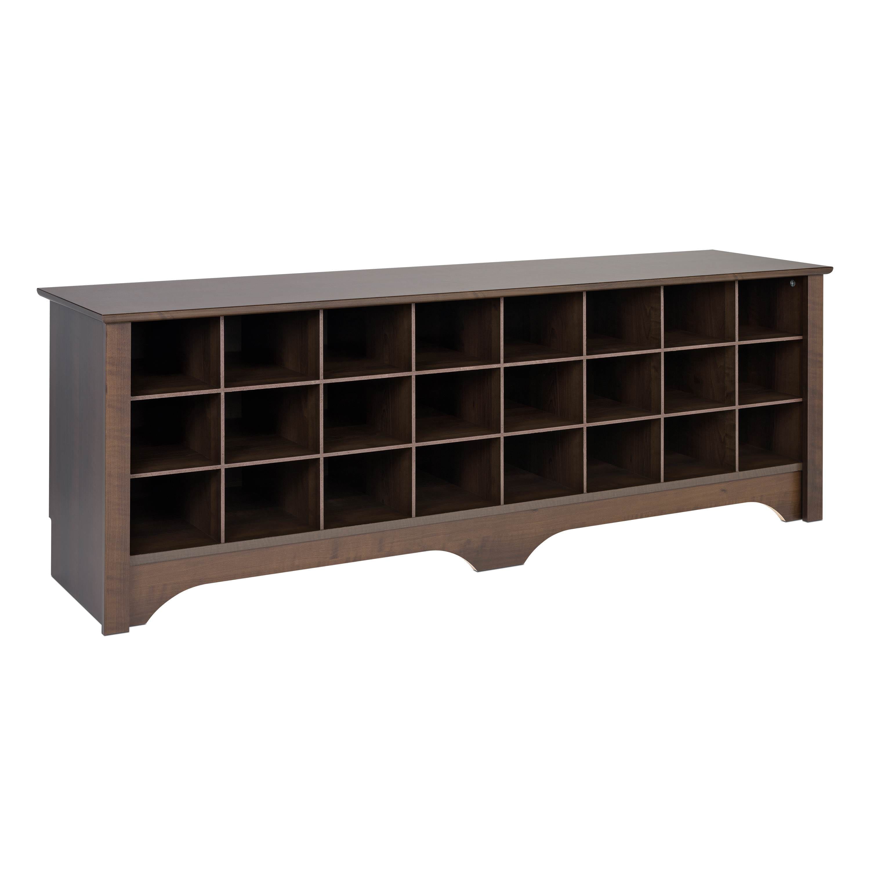 Prepac Entryway Shoe Storage Cubby Bench， Espresso 24 Pair