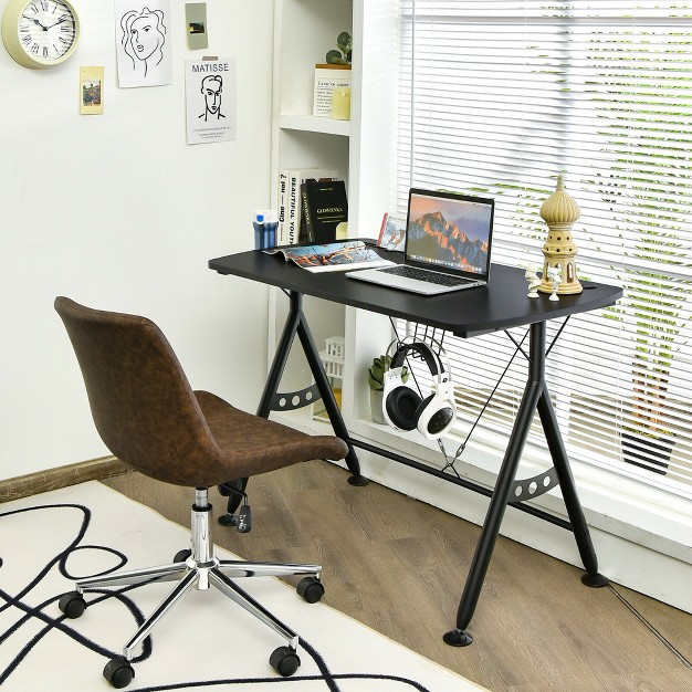 Costway Y shaped Gaming Desk Home Office Computer Table W Phone Slot amp Cup Holder