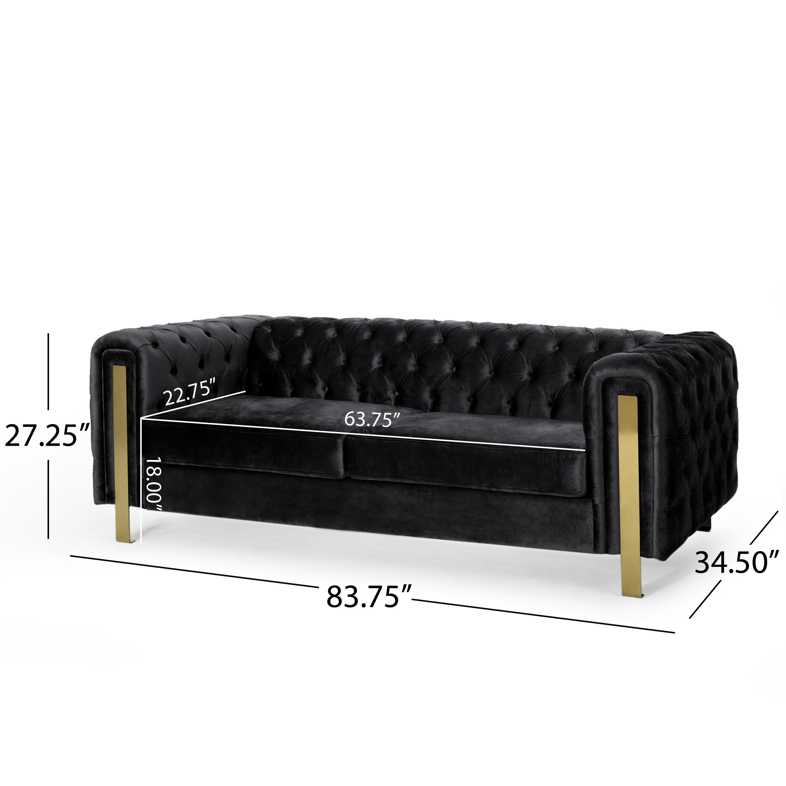 Giovanna Modern Glam Tufted Velvet 3 Seater Sofa