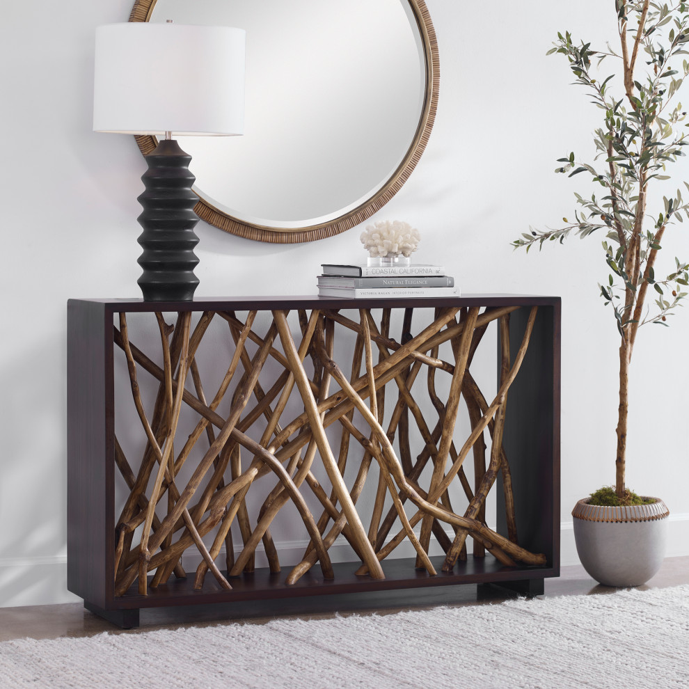 Teak Maze Console Table   Rustic   Console Tables   by Ownax  Houzz