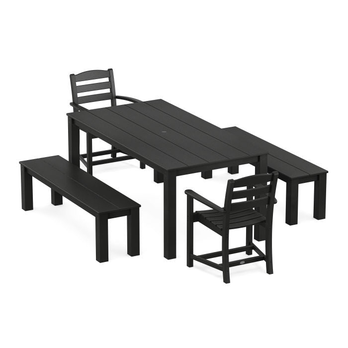 Polywood La Casa Cafe' 5-Piece Parsons Dining Set with Benches PWS2282-1