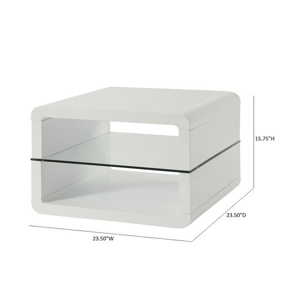 Coaster Furniture Elana Glossy White Square 2-shelf End Table