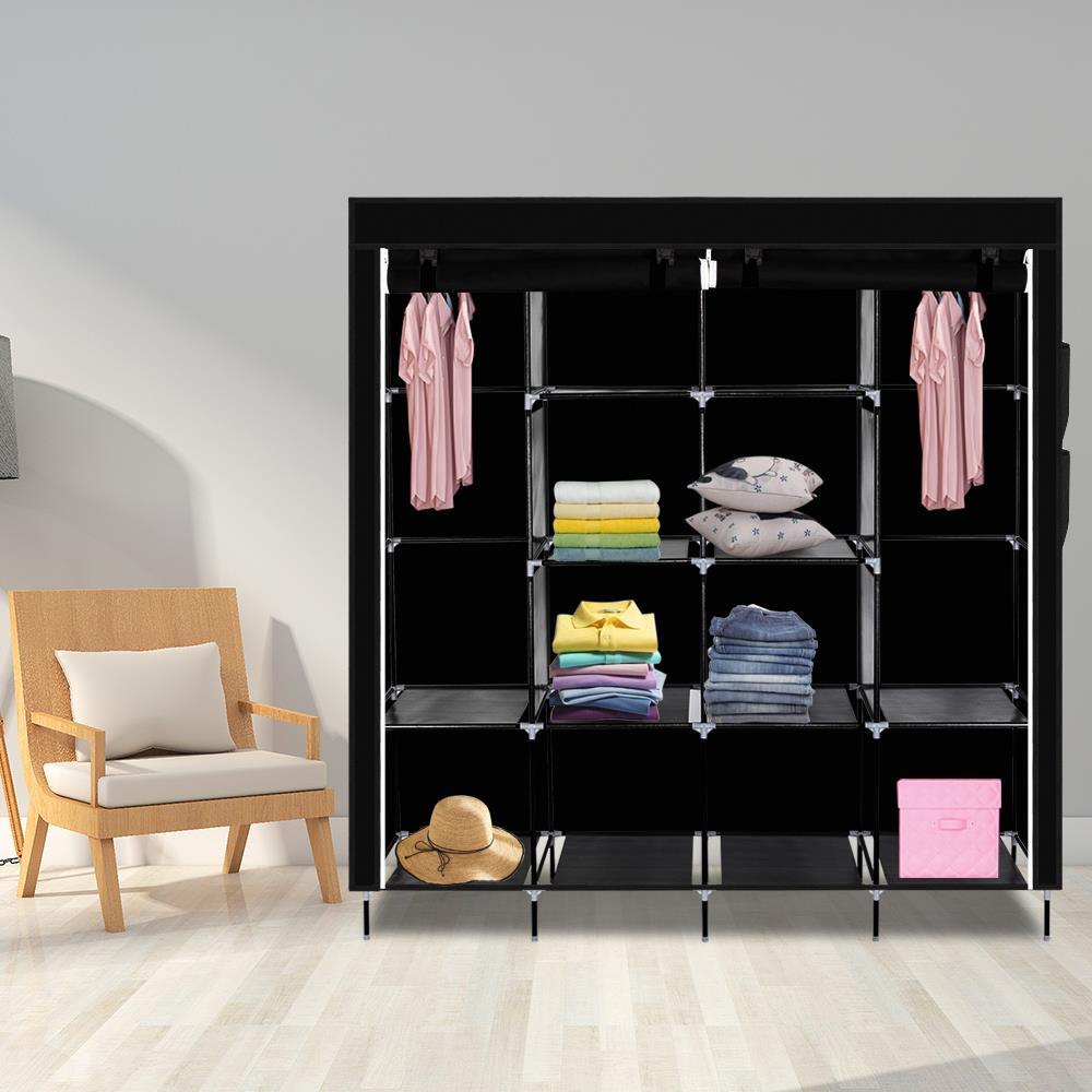 GoDecor 67" Clothes Closet Portable Wardrobe Clothes Storage Rack 12 Shelves 4 Side Pockets