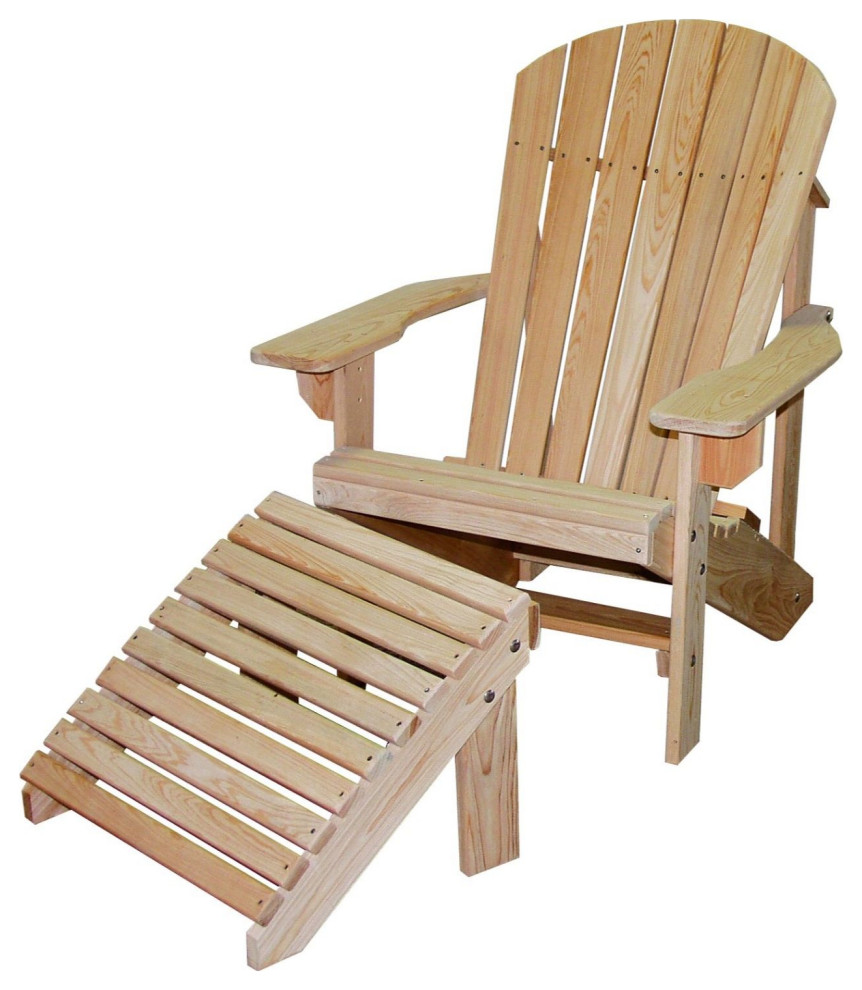 Pressure Treated Pine Adirondack Chair with Footrest Set   Transitional   Adirondack Chairs   by Furniture Barn USA  Houzz