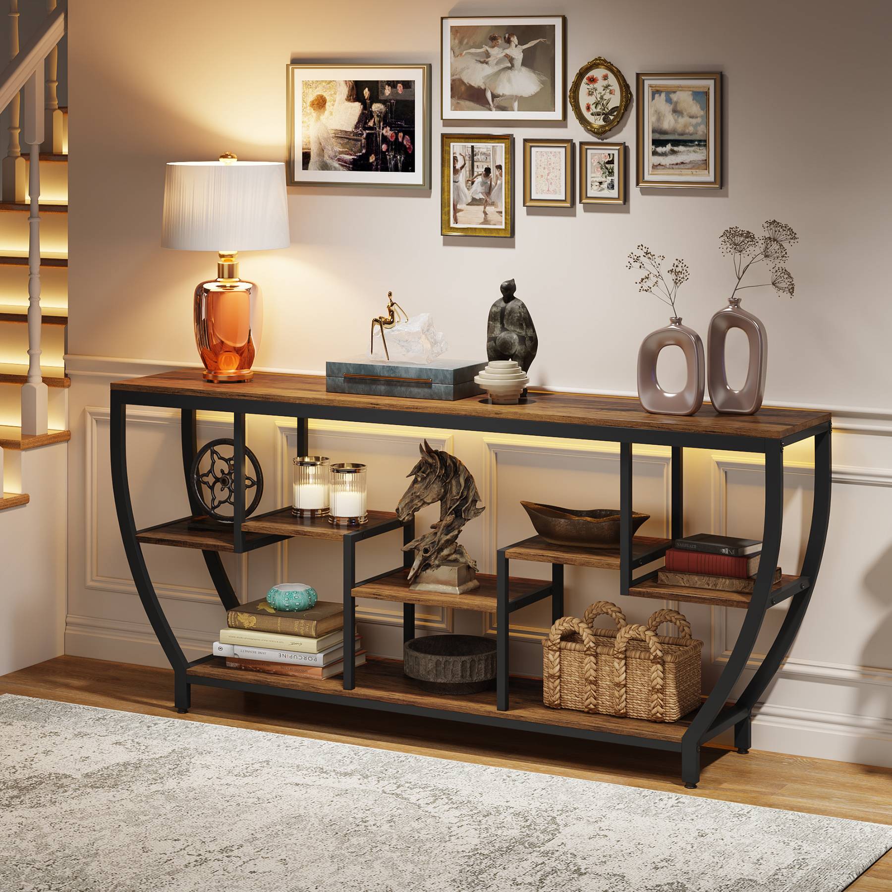 Industrial Console Table, 70.9