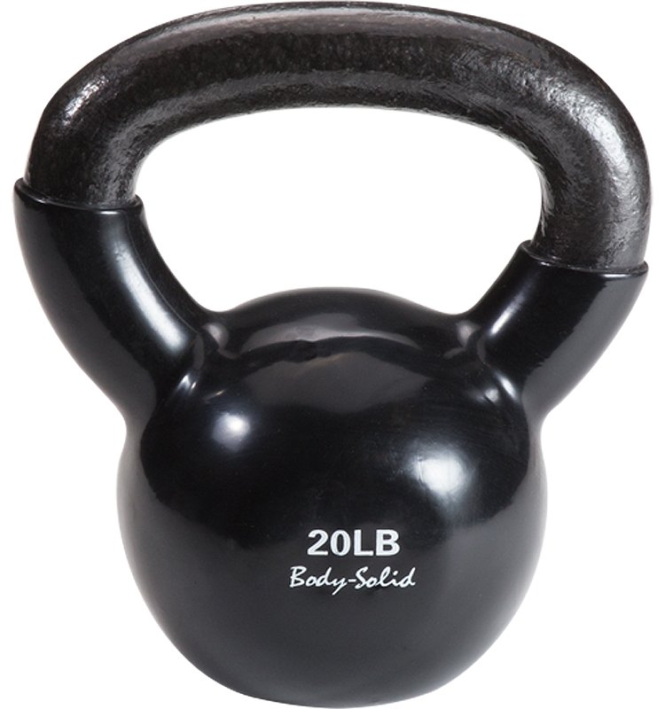 Body-Solid 20 lb Vinyl Dipped Black Kettlebell