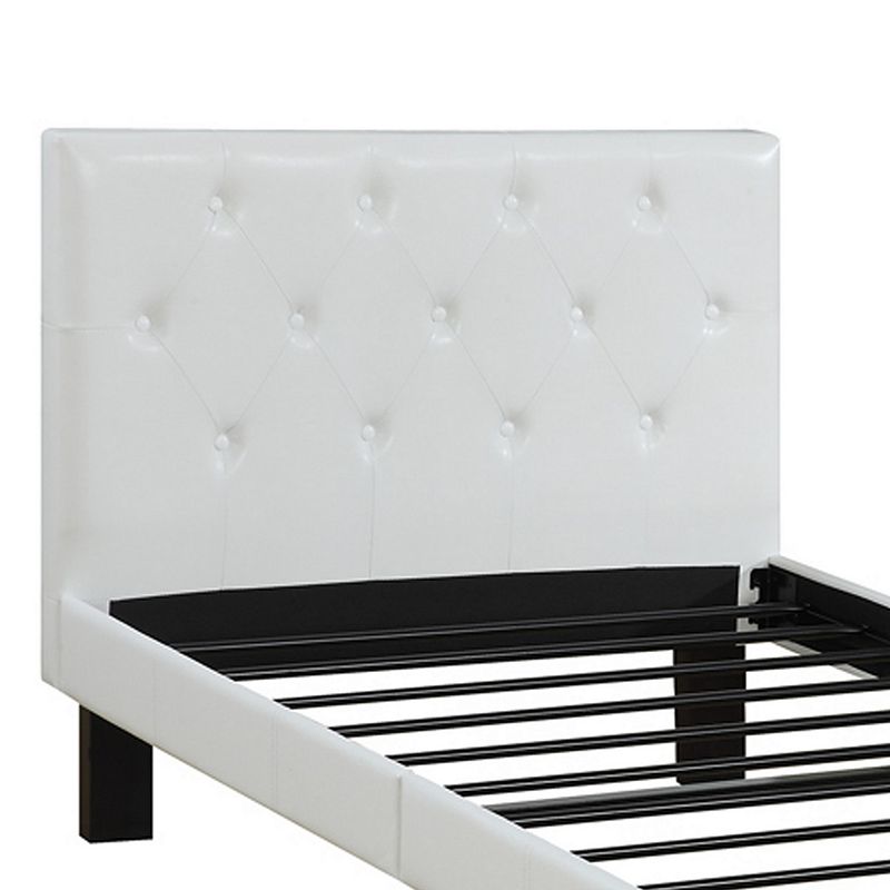 Faux Leather Upholstered Twin size Bed With tufted Headboard White